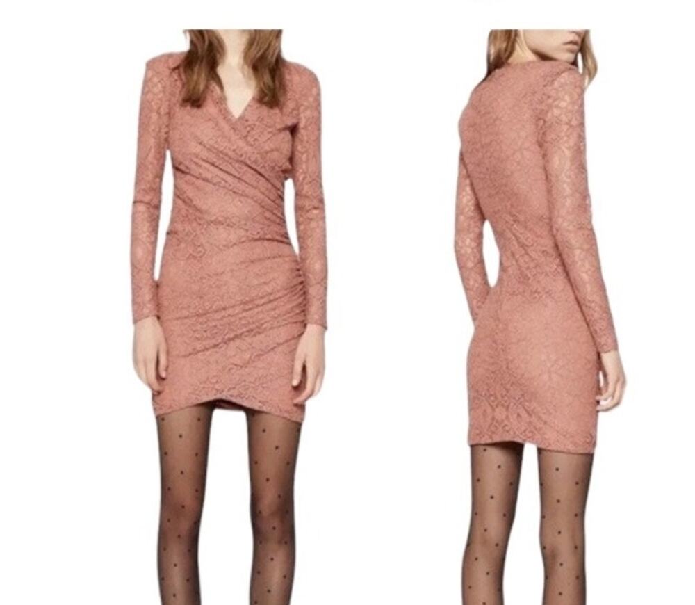 Bardot Dress Isla long sleeve lace side gathered size 10 XL